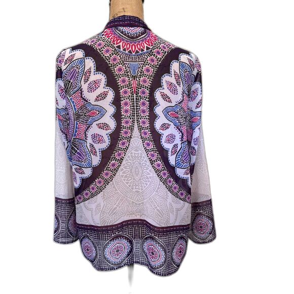 Chico's Travelers Kaleidoscope Kimono Open Front Hippie Purple Size Medium (1) - Picture 2 of 3